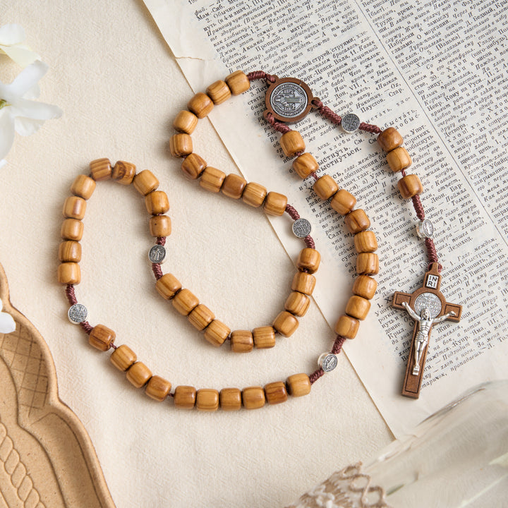 Christianartworkshop Wooden Bead Rosary With Detailed Crucifix: Emblem of Heavenly Solace - image 2