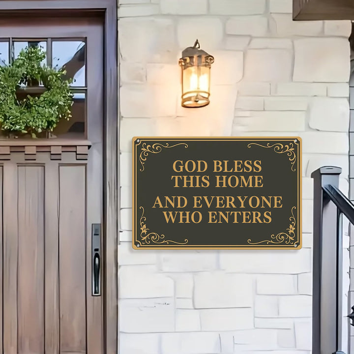 Christianartworkshop Ornate Border Home Blessing Metal Sign: Emblem of Domestic Serenity - image 0