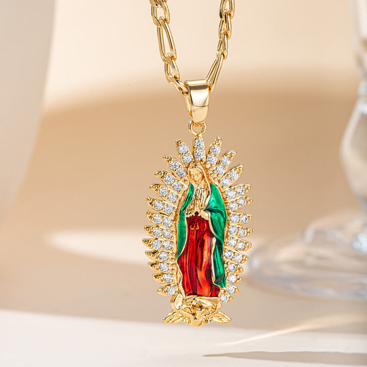 Christianartworkshop Guadalupe Radiant Halo Pendant Necklace: Emblem of Gentle Heavenly Blessing - Our Lady A - image 0