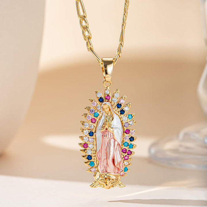 Christianartworkshop Guadalupe Radiant Halo Pendant Necklace: Emblem of Gentle Heavenly Blessing - Our Lady E - image 4