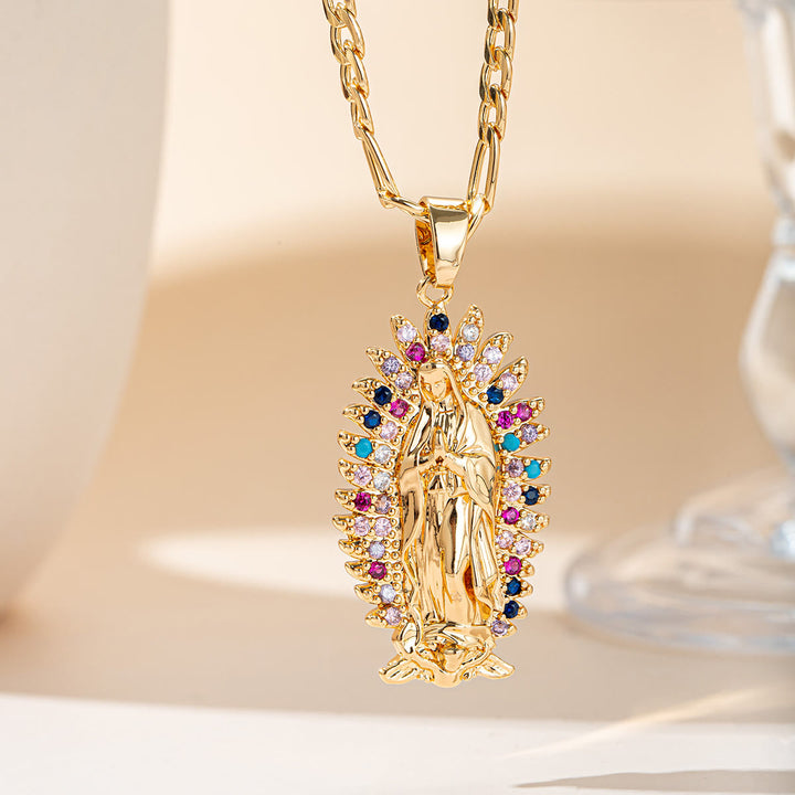 Christianartworkshop Guadalupe Radiant Halo Pendant Necklace: Emblem of Gentle Heavenly Blessing - Our Lady D - image 3