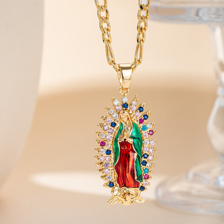 Christianartworkshop Guadalupe Radiant Halo Pendant Necklace: Emblem of Gentle Heavenly Blessing - Our Lady F - image 5