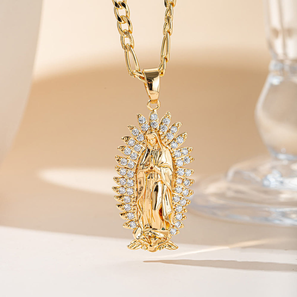 Christianartworkshop Guadalupe Radiant Halo Pendant Necklace: Emblem of Gentle Heavenly Blessing - Our Lady B - image 1