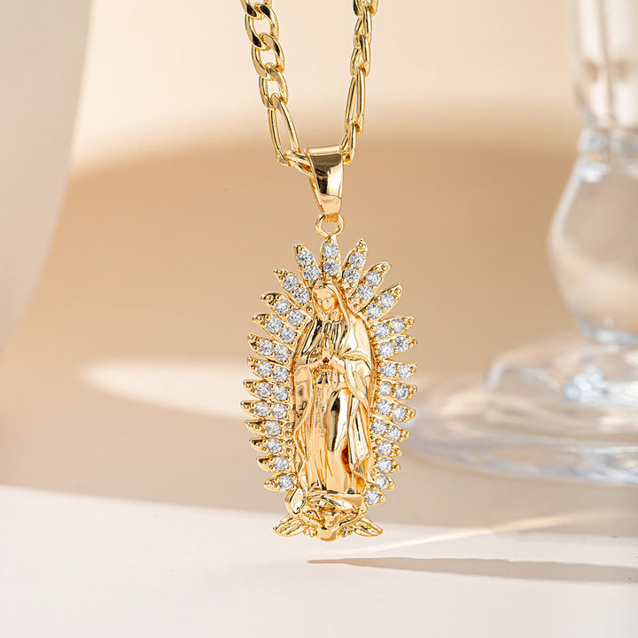 Christianartworkshop Guadalupe Radiant Halo Pendant Necklace: Emblem of Gentle Heavenly Blessing - Our Lady B - image 1