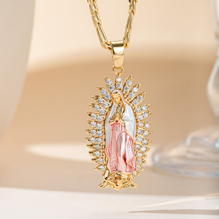 Christianartworkshop Guadalupe Radiant Halo Pendant Necklace: Emblem of Gentle Heavenly Blessing - Our Lady C - image 2