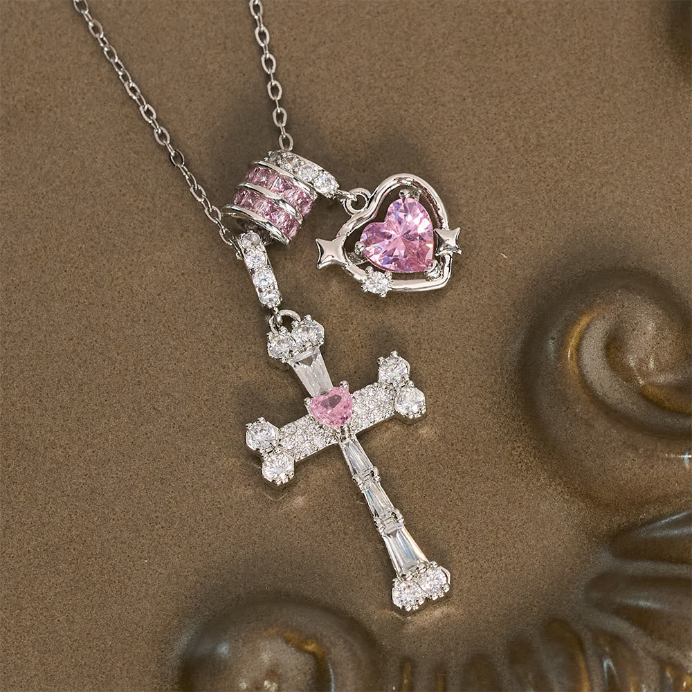 Christianartworkshop Delicate Paved Crystal Cross Necklace: Emblem of Quiet Celestial Safeguard - image 6