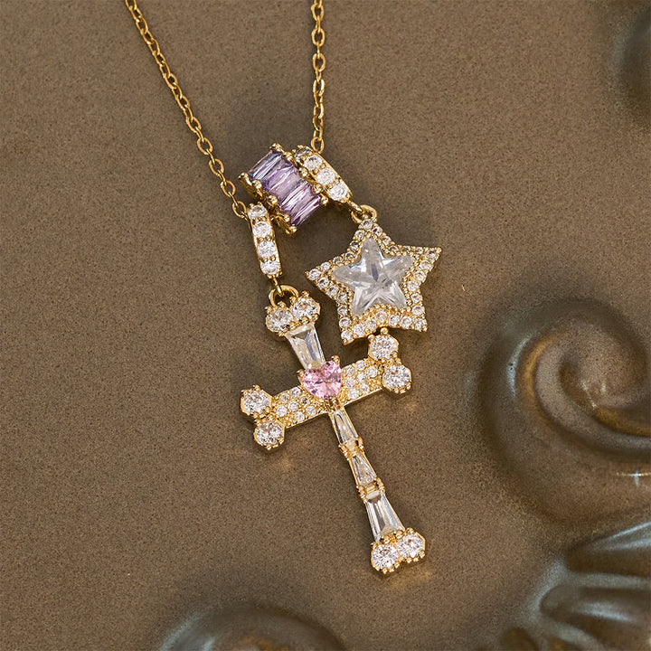 Christianartworkshop Delicate Paved Crystal Cross Necklace: Emblem of Quiet Celestial Safeguard - image 9