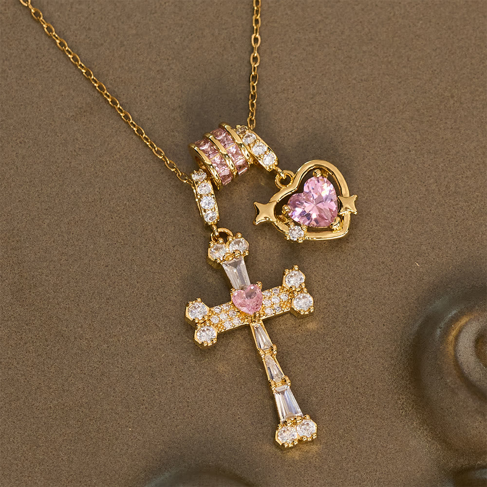 Christianartworkshop Delicate Paved Crystal Cross Necklace: Emblem of Quiet Celestial Safeguard - image 3