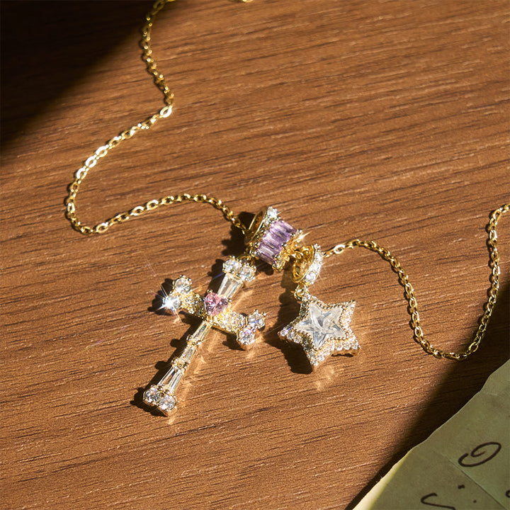 FREE Today: Delicate Paved Crystal Cross Necklace: Emblem of Quiet Celestial Safeguard - Cross&Star - image 8