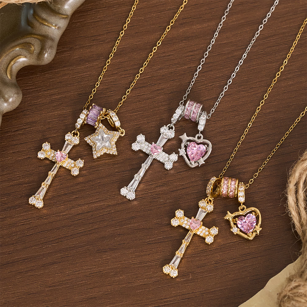 Christianartworkshop Delicate Paved Crystal Cross Necklace: Emblem of Quiet Celestial Safeguard - image 0