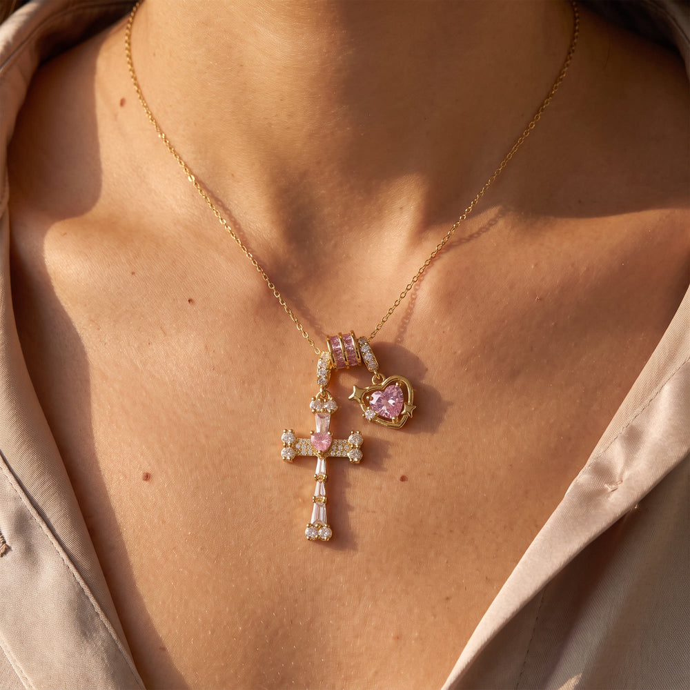 FREE Today: Delicate Paved Crystal Cross Necklace: Emblem of Quiet Celestial Safeguard - image 1