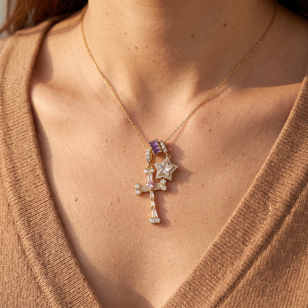 Christianartworkshop Delicate Paved Crystal Cross Necklace: Emblem of Quiet Celestial Safeguard - image 7