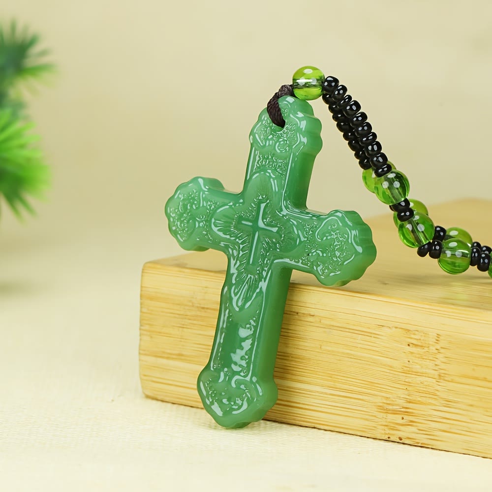 FREE Today: Textured Glass Cross Pendant With Beaded Strand: Emblem of Serene Divine Grace - image 7