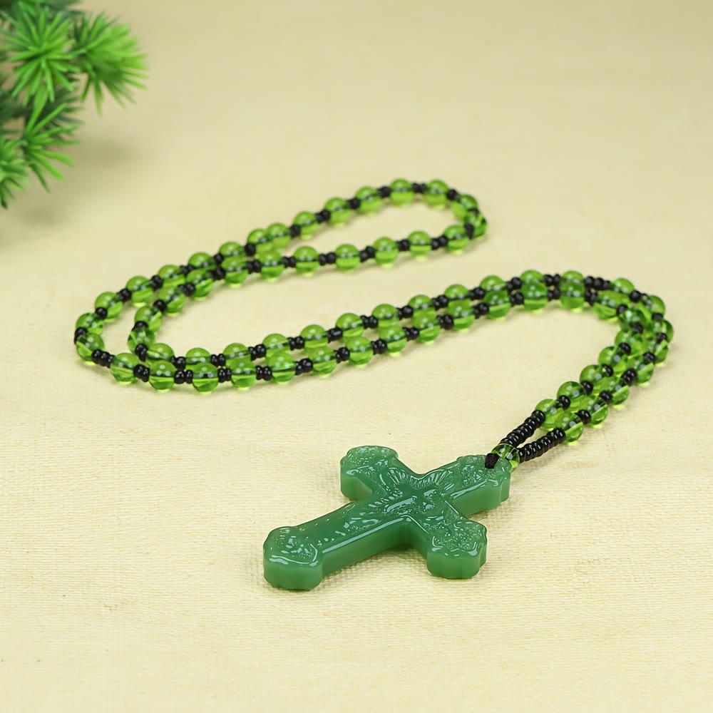 FREE Today: Textured Glass Cross Pendant With Beaded Strand: Emblem of Serene Divine Grace - image 10