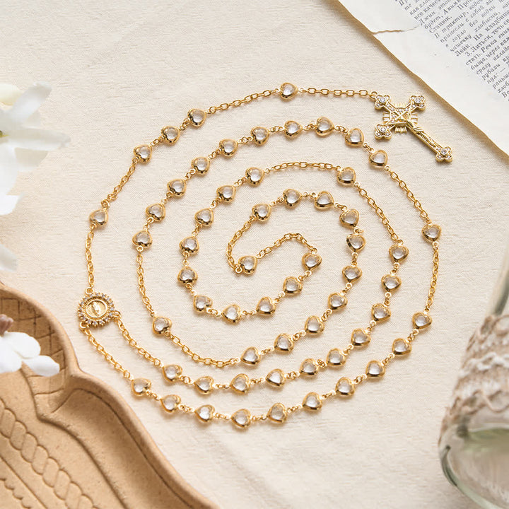 Christianartworkshop Sparkling Heart‑Shaped Zircon Rosary With Jeweled Cross: Emblem Of Tender Heavenly Affection - image 3
