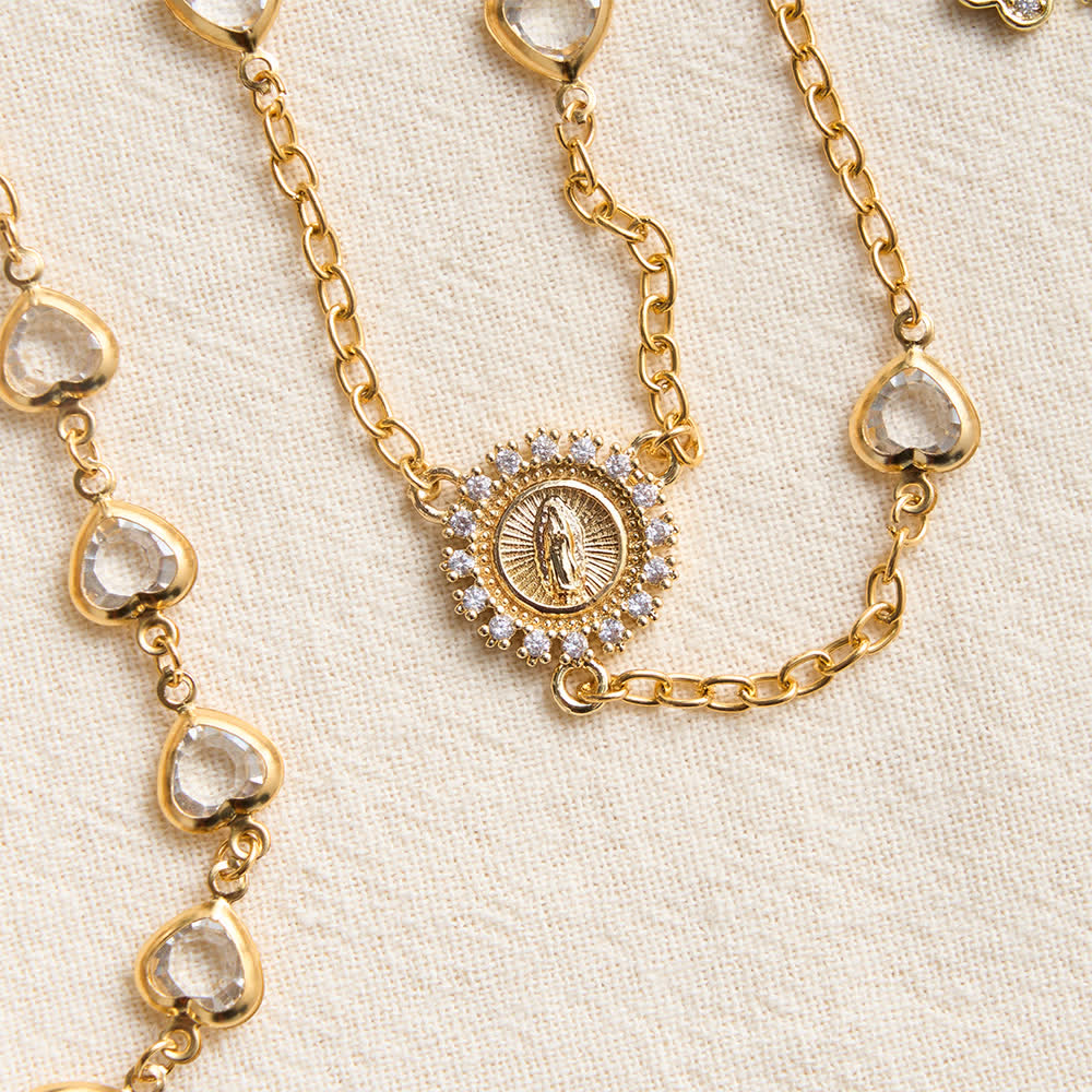 Christianartworkshop Sparkling Heart‑Shaped Zircon Rosary With Jeweled Cross: Emblem Of Tender Heavenly Affection - image 6