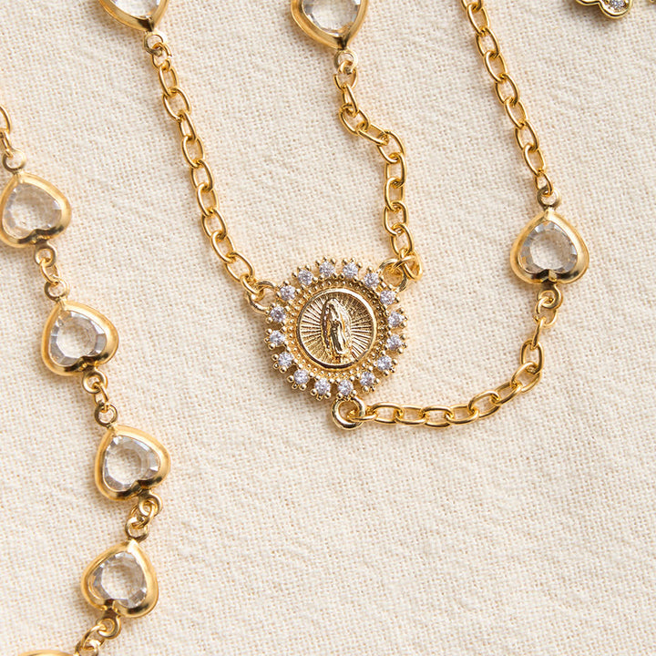 Christianartworkshop Sparkling Heart‑Shaped Zircon Rosary With Jeweled Cross: Emblem Of Tender Heavenly Affection - image 6