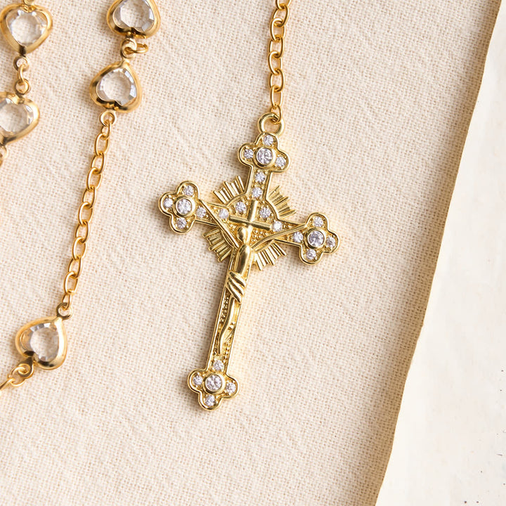 Christianartworkshop Sparkling Heart‑Shaped Zircon Rosary With Jeweled Cross: Emblem Of Tender Heavenly Affection - image 7