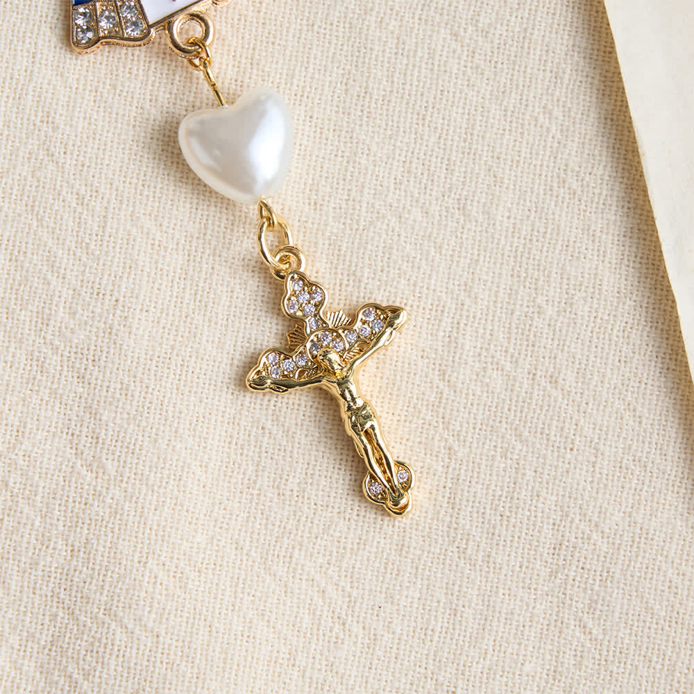 Christianartworkshop Heart‑Pearl Pocket Car Rosary With Our Lady Of Aparecida: Emblem Of Gentle Heavenly Shelter - image 7