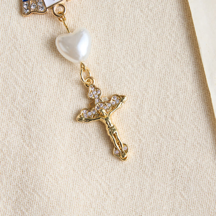 Christianartworkshop Heart‑Pearl Pocket Car Rosary With Our Lady Of Aparecida: Emblem Of Gentle Heavenly Shelter - image 7