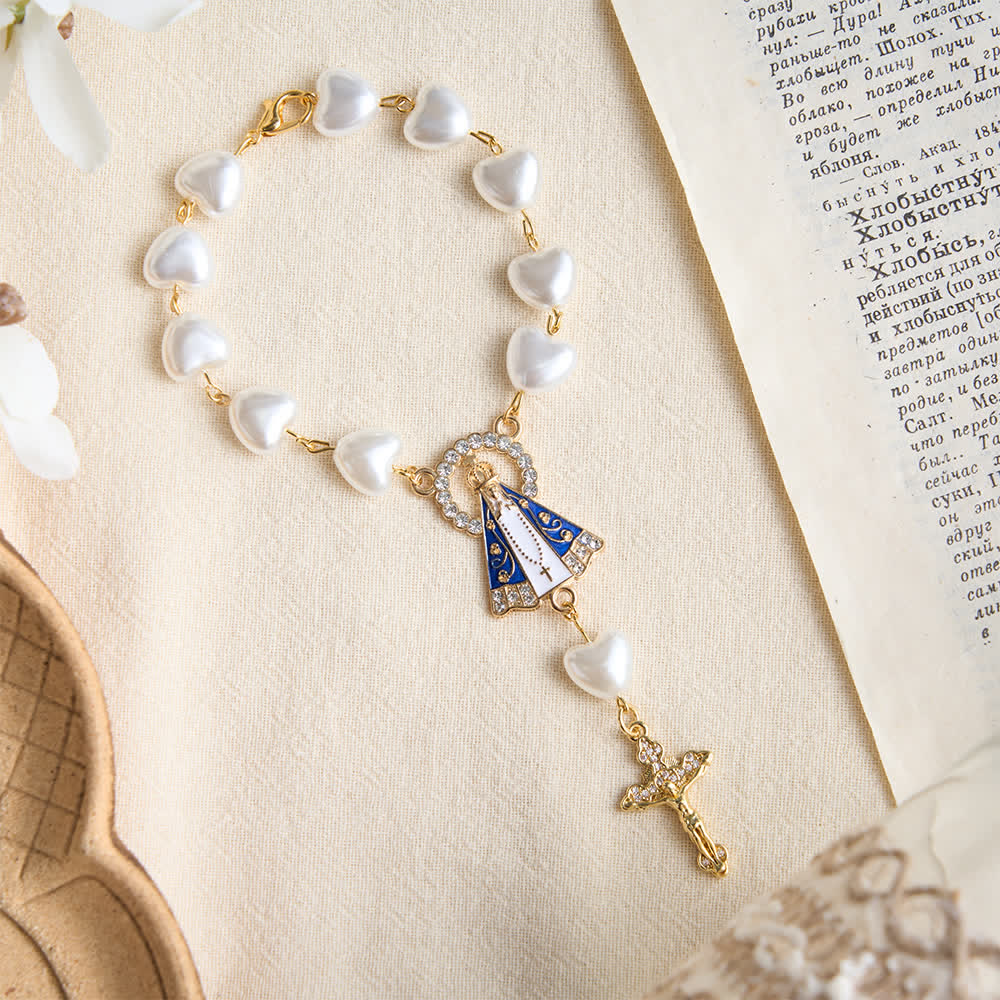Christianartworkshop Heart‑Pearl Pocket Car Rosary With Our Lady Of Aparecida: Emblem Of Gentle Heavenly Shelter - image 4