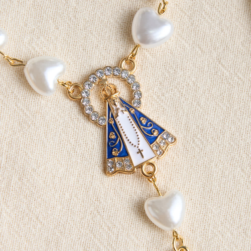 Christianartworkshop Heart‑Pearl Pocket Car Rosary With Our Lady Of Aparecida: Emblem Of Gentle Heavenly Shelter - image 6