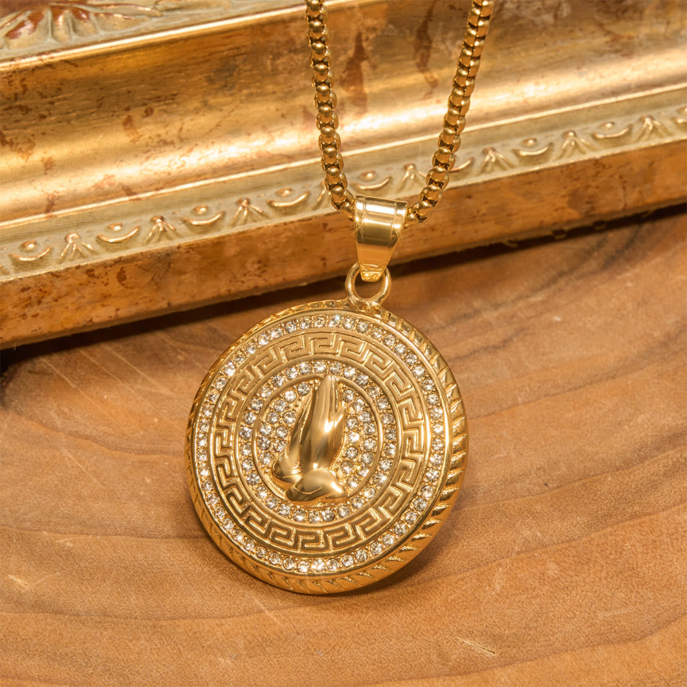 Christianartworkshop Glitter Stone Encircled Praying Hands Charm: Bearer of Gentle Celestial Solace - image 1