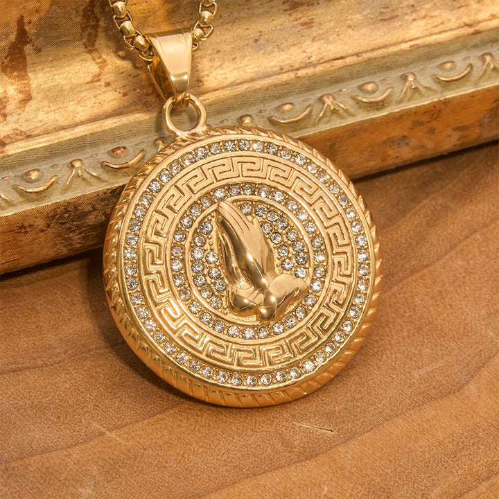 Christianartworkshop Glitter Stone Encircled Praying Hands Charm: Bearer of Gentle Celestial Solace - image 5