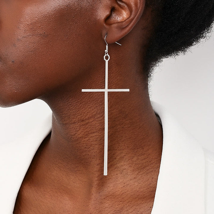 Christianartworkshop Slim Long Cross Dangle Earrings: Symbol of Quiet Sacred Serenity - image 1