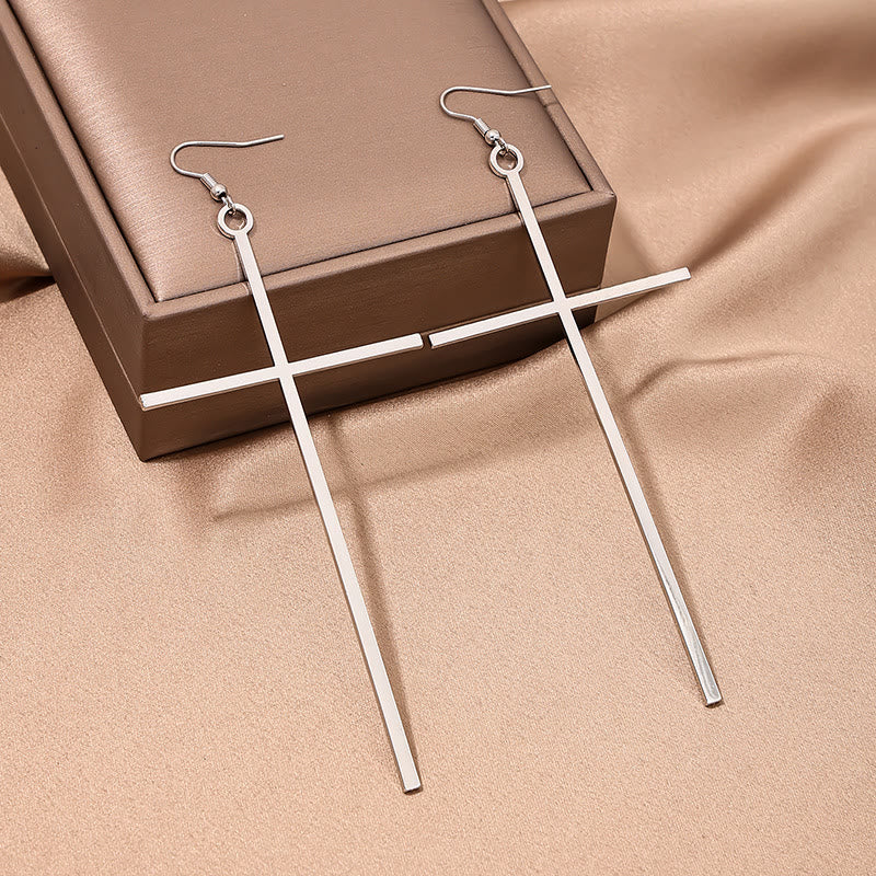 Christianartworkshop Slim Long Cross Dangle Earrings: Symbol of Quiet Sacred Serenity - image 3
