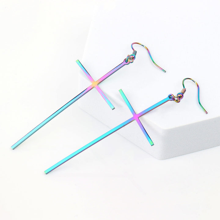 Christianartworkshop Slim Long Cross Dangle Earrings: Symbol of Quiet Sacred Serenity - Multicolor - image 13