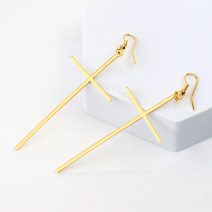 Christianartworkshop Slim Long Cross Dangle Earrings: Symbol of Quiet Sacred Serenity - image 9