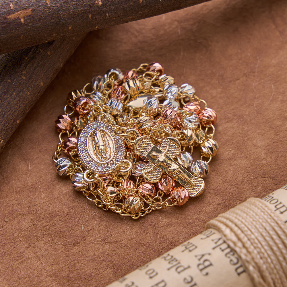 Christianartworkshop Polished Multi-Tone Rosary With Crucifix Pendant: Emblem of Timeless Heavenly Grace - image 1