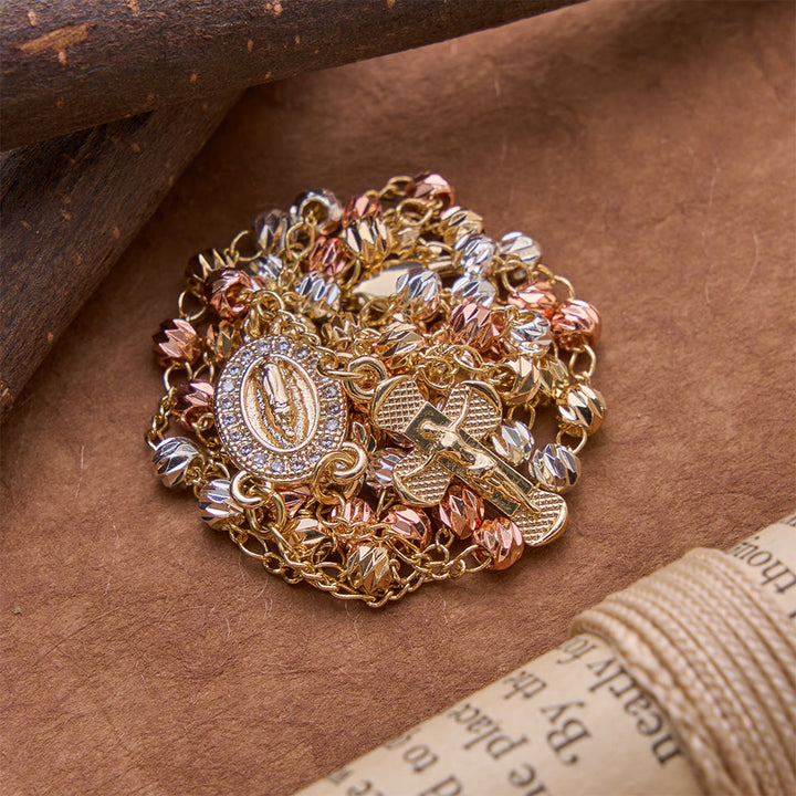 Christianartworkshop Polished Multi-Tone Rosary With Crucifix Pendant: Emblem of Timeless Heavenly Grace - image 1