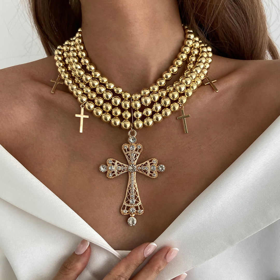 FREE Today: Luxe Beaded Statement Choker With Sparkling Cross: Bearer of Calm Heavenly Serenity - image 1
