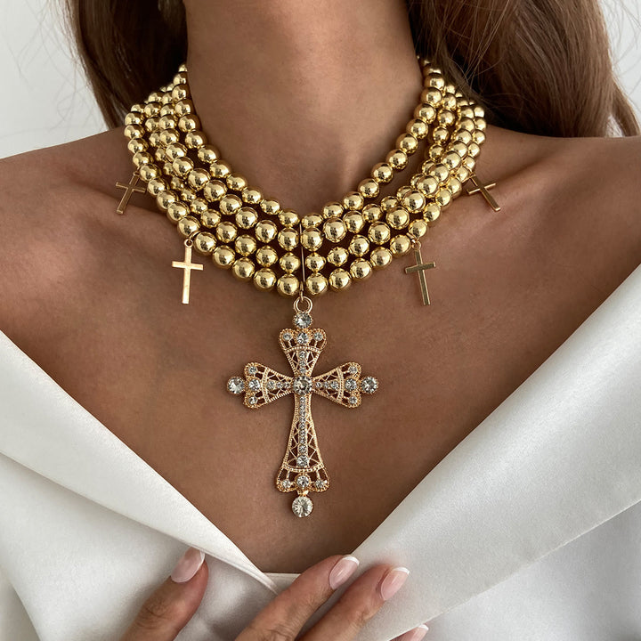 FREE Today: Luxe Beaded Statement Choker With Sparkling Cross: Bearer of Calm Heavenly Serenity - image 1