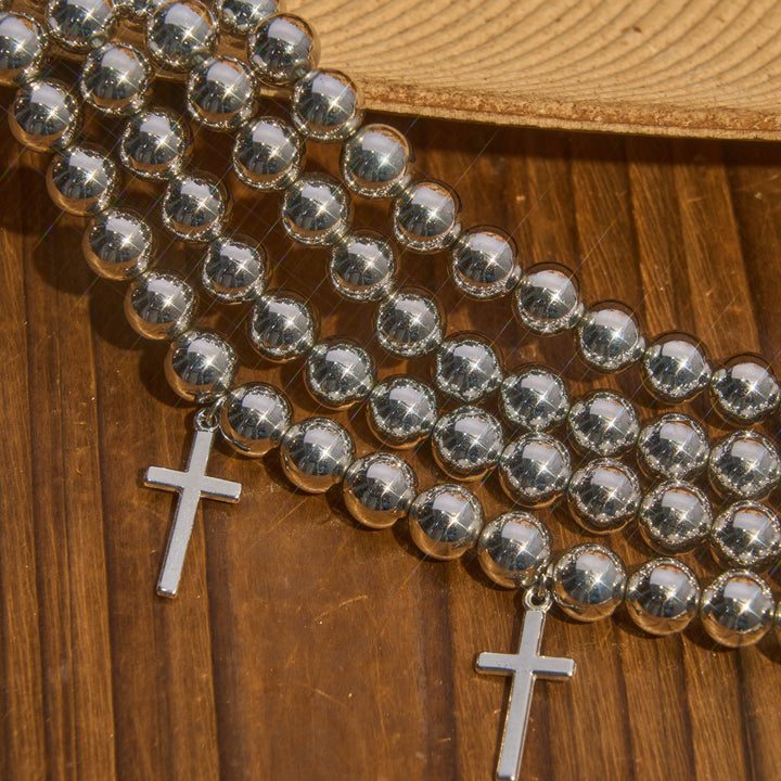 Christianartworkshop Luxe Beaded Statement Choker With Sparkling Cross: Bearer of Calm Heavenly Serenity - image 8
