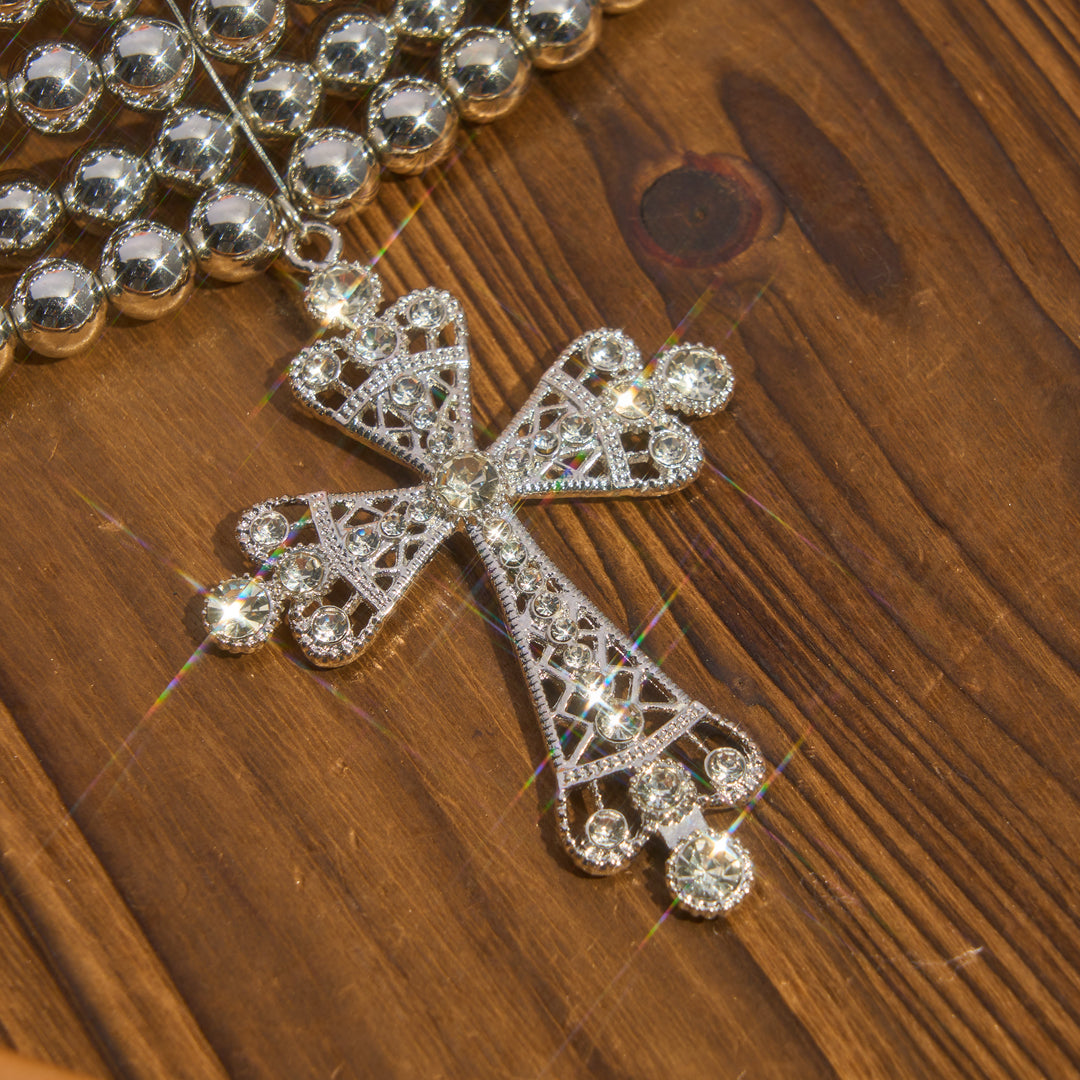 Christianartworkshop Luxe Beaded Statement Choker With Sparkling Cross: Bearer of Calm Heavenly Serenity - image 9