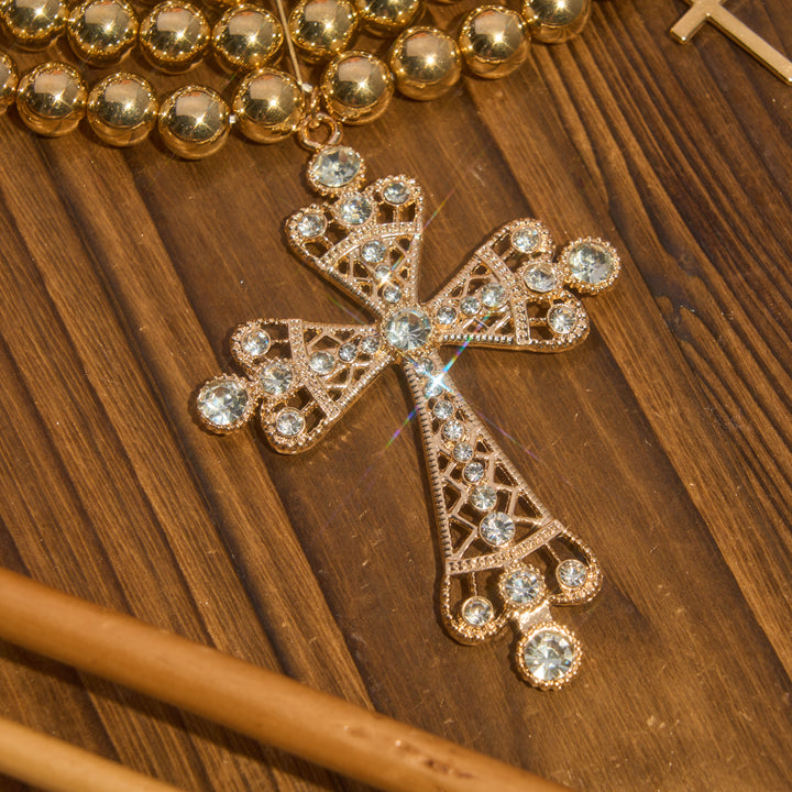 Christianartworkshop Luxe Beaded Statement Choker With Sparkling Cross: Bearer of Calm Heavenly Serenity - image 5