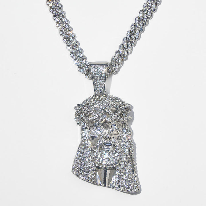 Christianartworkshop Iced‑Out Crown Thorns Jesus Head Pendant Cuban Chain: Emblem of Enduring Divine Fortitude - image 6