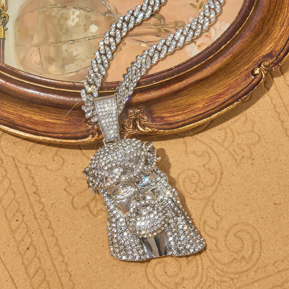 Christianartworkshop Iced‑Out Crown Thorns Jesus Head Pendant Cuban Chain: Emblem of Enduring Divine Fortitude - image 4