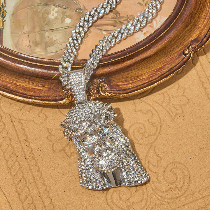 Christianartworkshop Iced‑Out Crown Thorns Jesus Head Pendant Cuban Chain: Emblem of Enduring Divine Fortitude - image 4
