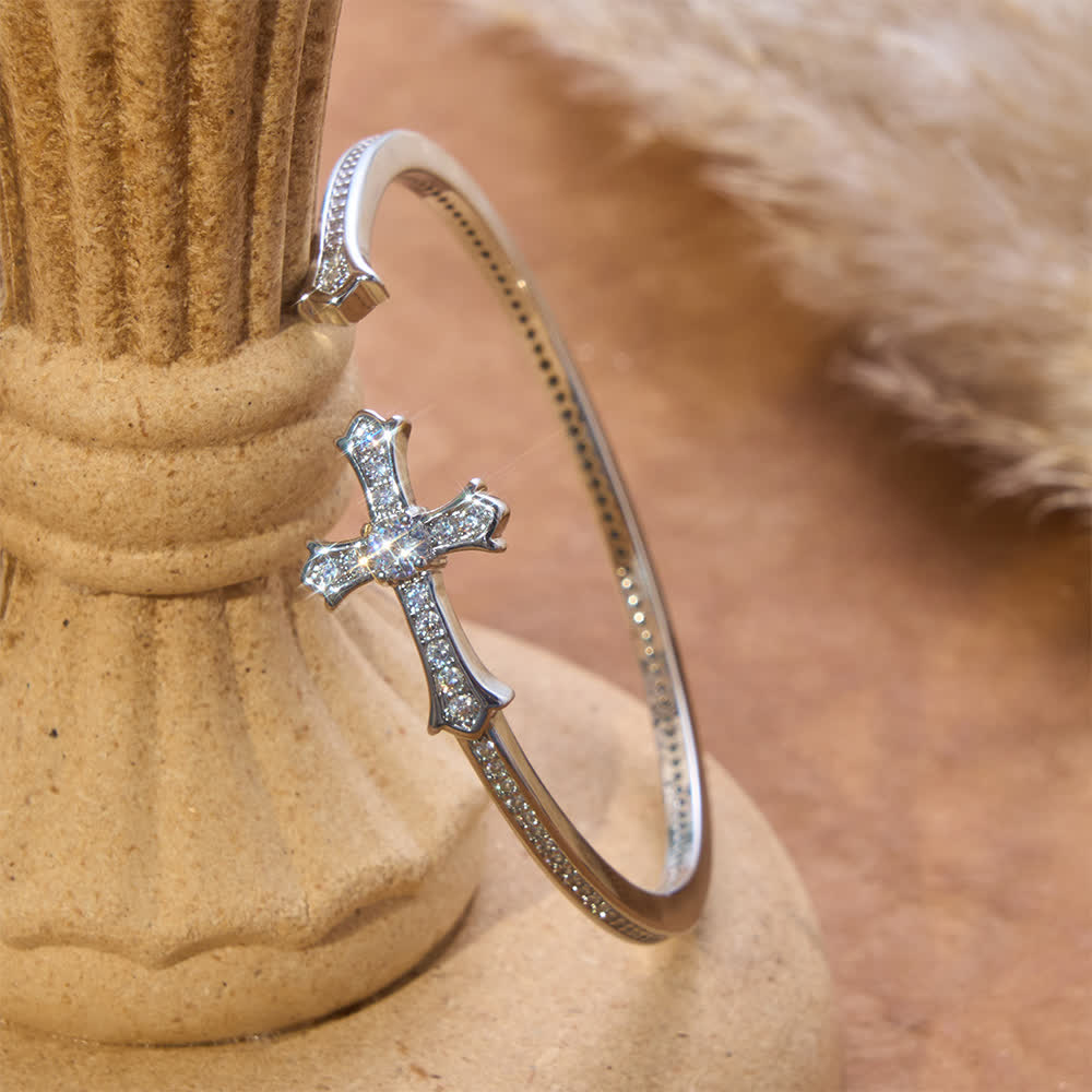 Christianartworkshop Slim Paved Stone Cross Cuff Bangle: Emblem of Soft Divine Serenity - image 4