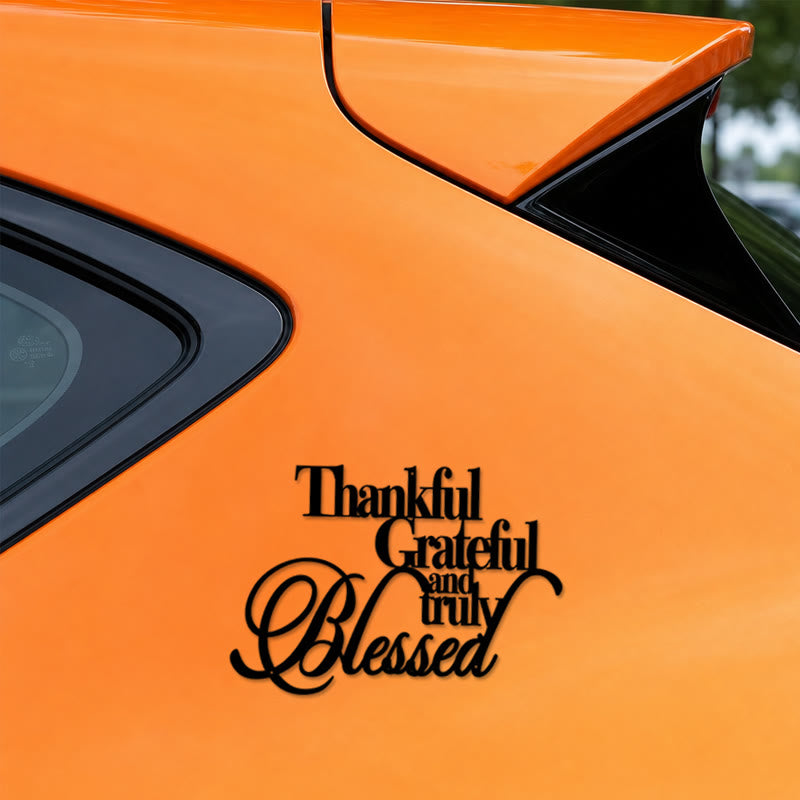 Christianartworkshop Cursive Thankful Blessed Vinyl Car Sticker: Emblem of Warm Heavenly Gratitude - image 5