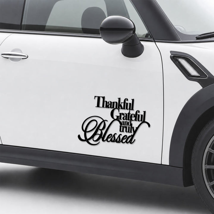 Christianartworkshop Cursive Thankful Blessed Vinyl Car Sticker: Emblem of Warm Heavenly Gratitude - image 2