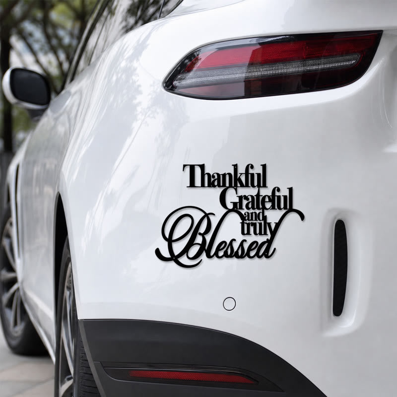 Christianartworkshop Cursive Thankful Blessed Vinyl Car Sticker: Emblem of Warm Heavenly Gratitude - image 6