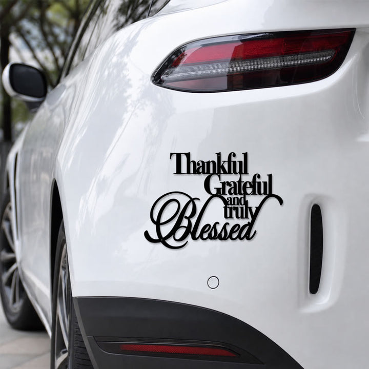 Christianartworkshop Cursive Thankful Blessed Vinyl Car Sticker: Emblem of Warm Heavenly Gratitude - image 6