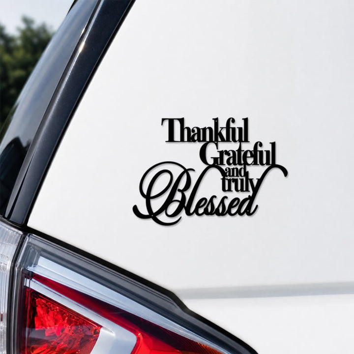 Christianartworkshop Cursive Thankful Blessed Vinyl Car Sticker: Emblem of Warm Heavenly Gratitude - image 4