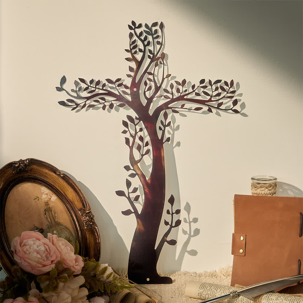 Christianartworkshop 4-Style Flourishing Cross Metal Wall Art: Growth & Grace in Every Branch - C - 19.69''*17.78''/50*35cm - image 4