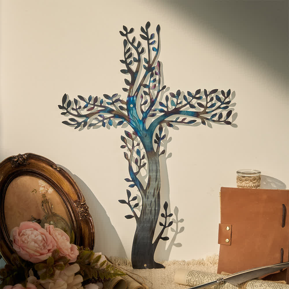 Christianartworkshop 4-Style Flourishing Cross Metal Wall Art: Growth & Grace in Every Branch - B - 19.69''*17.78''/50*35cm - image 2